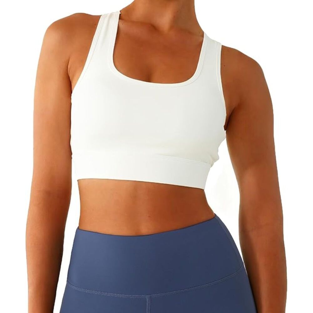 NWT GYROT White Sports Bras for Women, Medium Support Bra